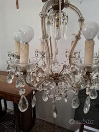 lampadario antico a gocce vetro