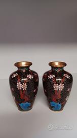 Coppia vasetti cloisonné 