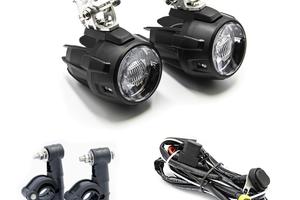 2 Fari moto led 40w + Cablaggio + Staffe Metallo