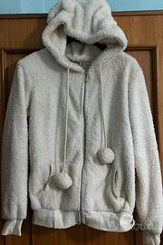 Giacca in maglia pelosa da donna con cappuccio