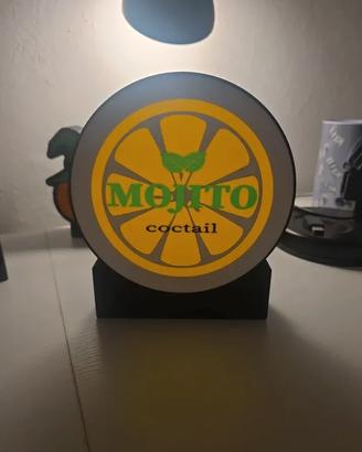 🍹 Insegna Mojito Cocktail – Decorazione Bar 3d