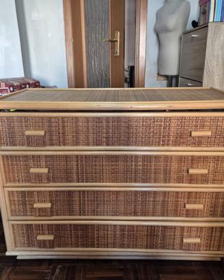 Cassettiera in rattan con cassetti 