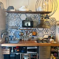 Cucina lineare artigianale legno e acciaio