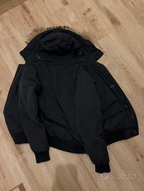 Parka invernale blu con cappuccio pelliccia