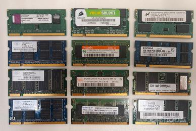 Lotto di 12 banchi di memoria RAM pc portatili