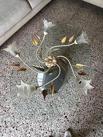 Lampadario floreale con fiori in vetro