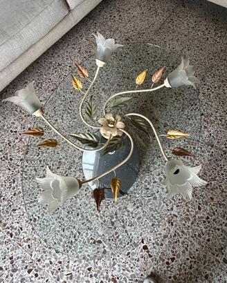 Lampadario floreale con fiori in vetro