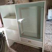 Vetrinetta bianca con cassetto e anta in vetro