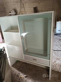 Vetrinetta bianca con cassetto e anta in vetro