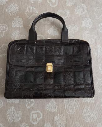 Borsa da lavoro vintage in vera pelle