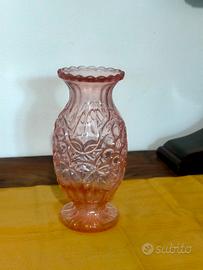 vaso vetro rosa antico stile decò.