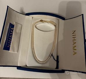 Collana di Perle Vintage, con gancio in oro18k.