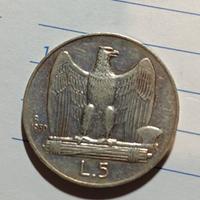 5 lire argento aquilino 1930