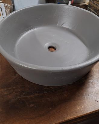 Lavandino  rotondo rivestito in eco malta grigio