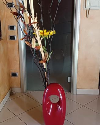 vaso da terra rosso lucido H60 cm design moderno 