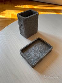 Set bagno portasapone, portaspazzolino e dispenser