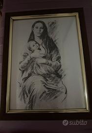 Quadro Madonna con Bambino serigrafia Blanc