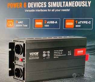 Convertitore di corrente 3000watt da 12v a 2230v