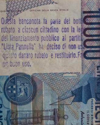 10.000 Lire Volta Timbro Politico Lista Pannella