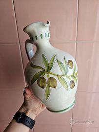 Oliera pugliese in ceramica dipinta a mano 20cm