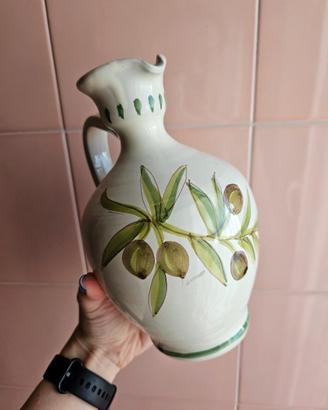 Oliera pugliese in ceramica dipinta a mano 20cm