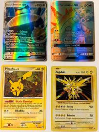 4 Carte Pokemon Snorlax/Turtonator/Pikachu/Zapdos