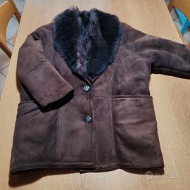 Giacca Montone Donna Vintage Vero Shearling Tg 44