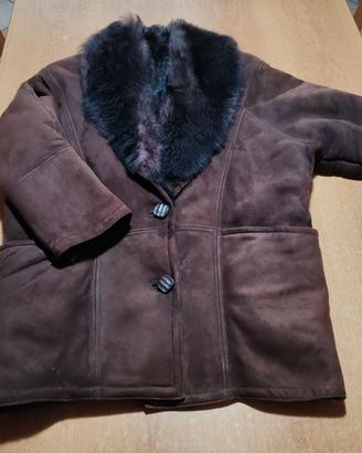 Giacca Montone Donna Vintage Vero Shearling Tg 44