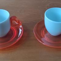 Coppia tazzine Guzzini con piattino arancione 