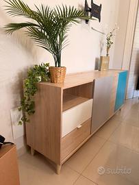 Madia 180x43cm multicolore con 3 ante e 2 cassetti