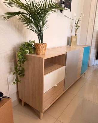 Madia 180x43cm multicolore con 3 ante e 2 cassetti