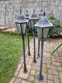 5 lampioni da giardino alluminio e vetro