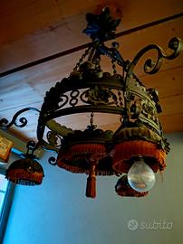 lampadario ferro batttuto