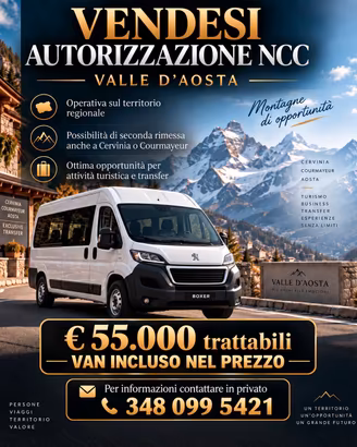 Ncc Autorizzazione Licenza valle d'Aosta 