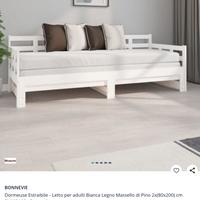 DIVANO Letto Legno Massello di Pino - Bianco