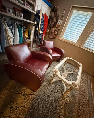 Coppia poltrone stile Art Déco in pelle anni ‘30
