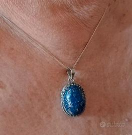 Collana Argento925 & Lapislazzuli Ovale Cabochon