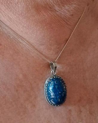 Collana Argento925 & Lapislazzuli Ovale Cabochon