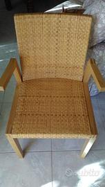 4 sedie in legno intrecciato