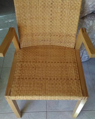 4 sedie in legno intrecciato