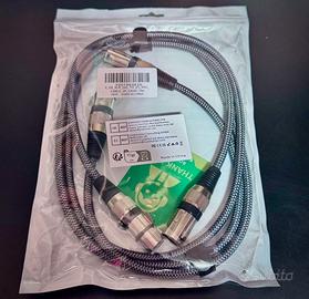 2x Cavo XLR Bilanciato M→F 1 m| Nylon Intrecciato