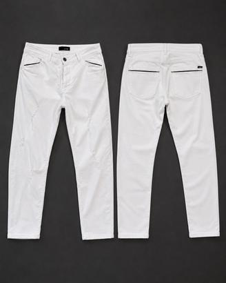 pantalone uomo in cotone, bianco con dettagli neri