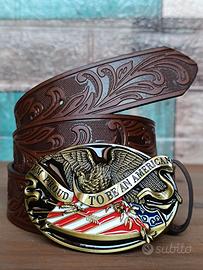 Cintura cowboy con aquila e bandiera USA