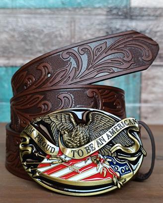 Cintura cowboy con aquila e bandiera USA