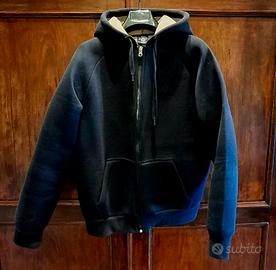 felpa cappuccio blu tessuto tipo scuba L