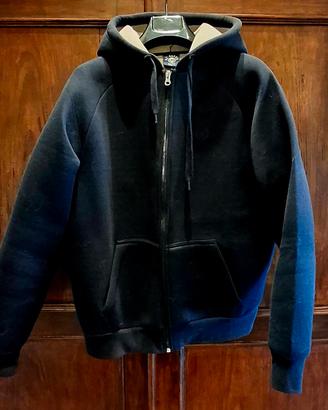 felpa cappuccio blu tessuto tipo scuba L