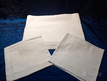 Lenzuola Matrimoniali Lino Intaglio Ricamo a mano