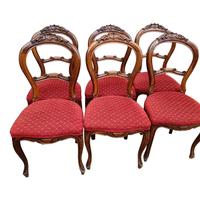 Gruppo sei sedie noce stile inglese tessuto