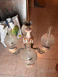 Lampadario in ceramica decorata vintage