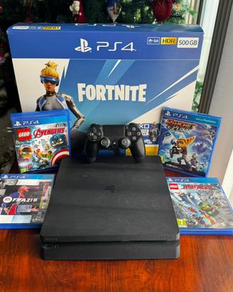 PS4 Slim 500GB + 4 Giochi Originali | Scatola